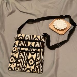 Cute canvas Aztec crossbody with adjustable strap